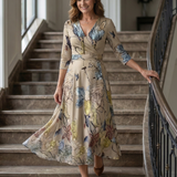 Celine | Cross Wrap Neck Midi Dress