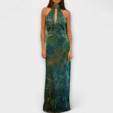 Maisie - Monet Iris Print Maxi haljina