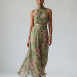 Mirelle | Nabrana midi haljina s halter izrezom