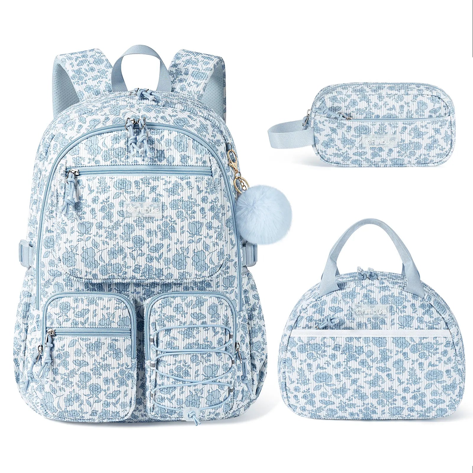 Fimibuke 3PCS Backpack for School,Waterproof Bookbag Set with Lunch Box & Pencil Case,School Bag for Elementary Middle School,Back to School Gift,Birthday'S Gift,Back to School Shopping,Travel Essentials