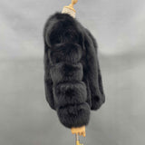 Women's Premium Fluffy Fox Fur Short Coat with Layered Sleeves - Winter Chic Warm Jacket