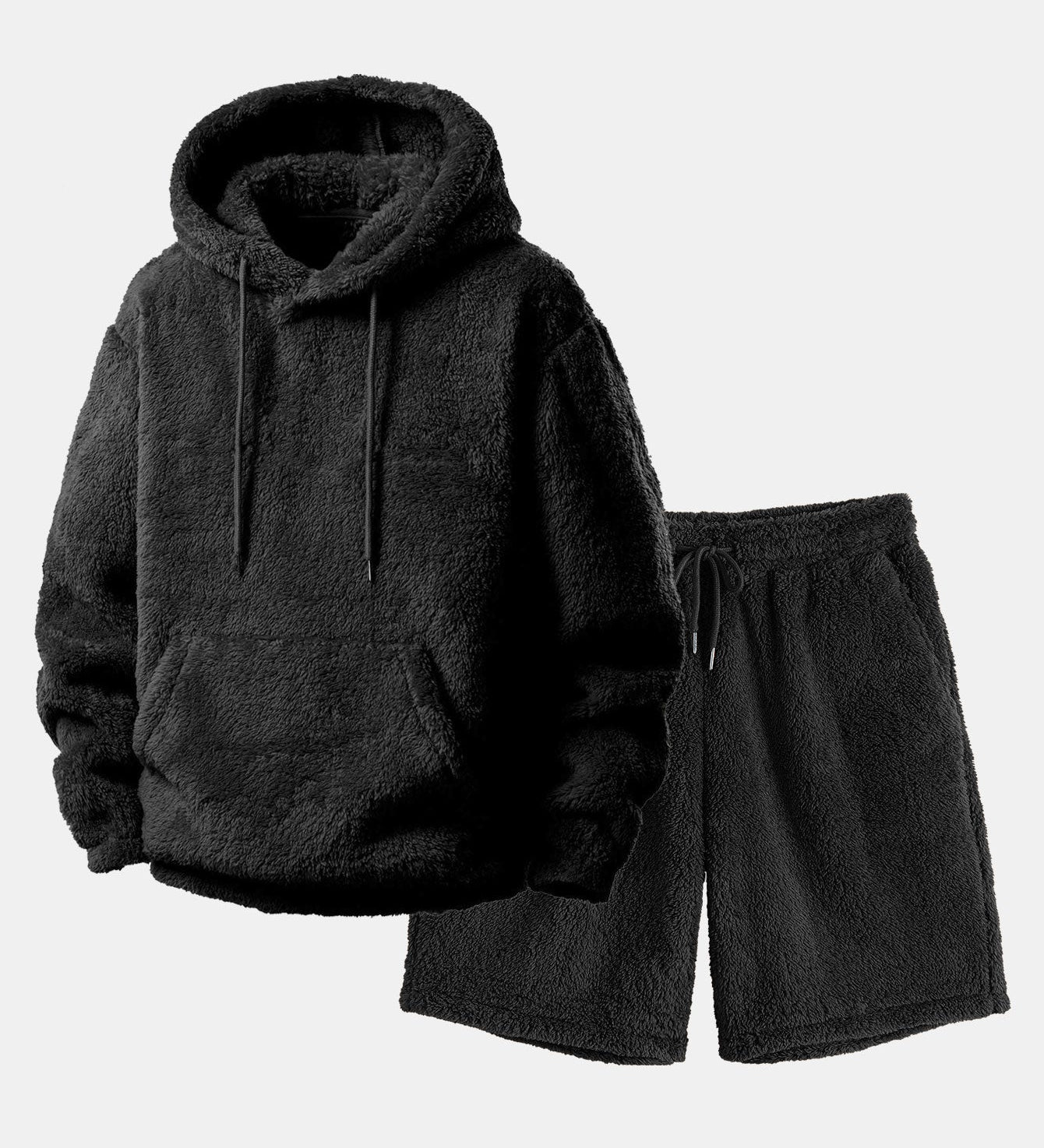 Basic Teddy Hoodie & Teddy Drawstring Shorts