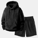 Basic Teddy Hoodie & Teddy Drawstring Shorts
