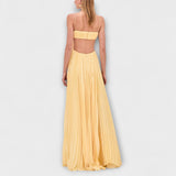 Mireille - Elegantne Maxi Haljine s Plisejima i Izrezima