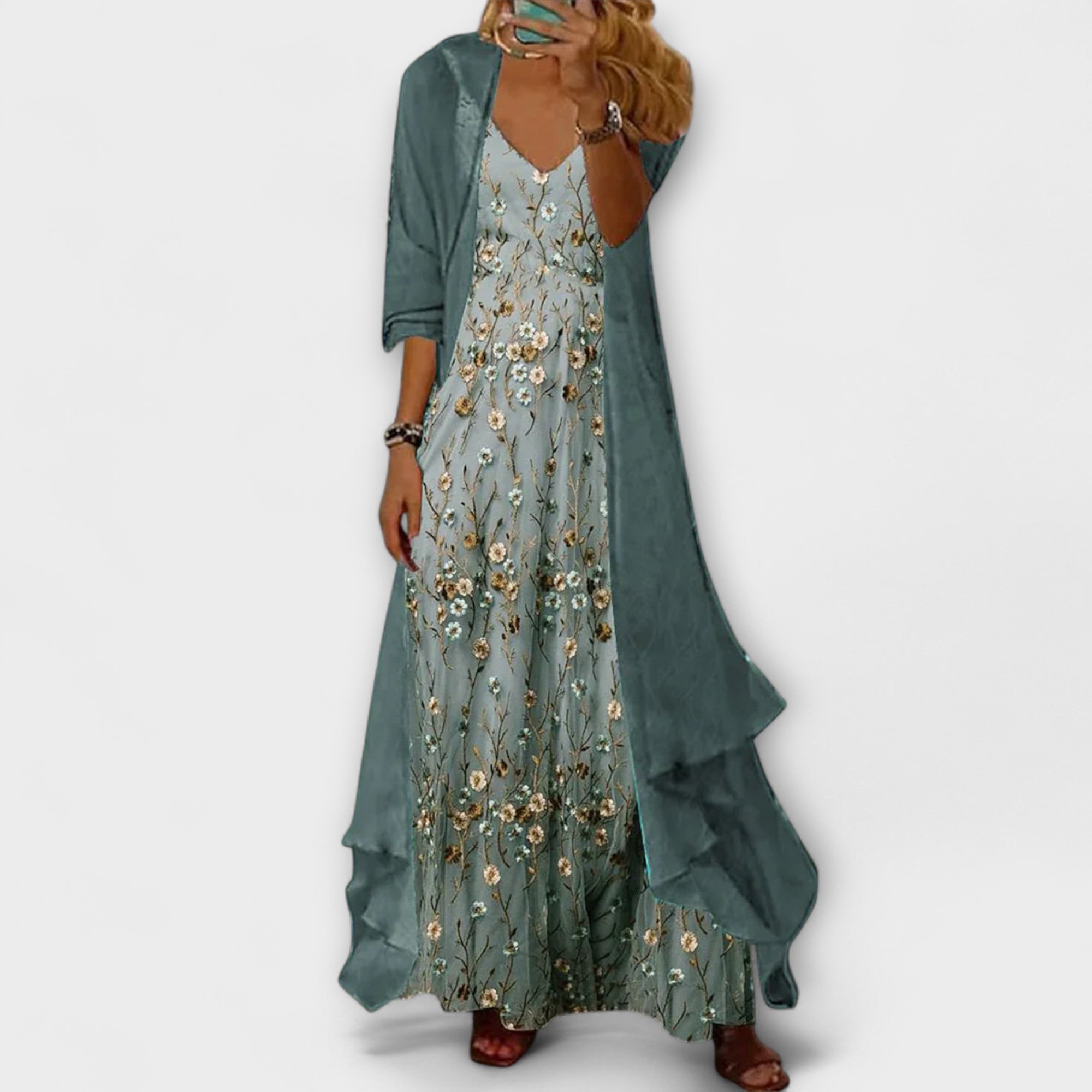 Mara - Maxi haljina s jaknom (2-dijelni set)