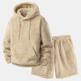 Basic Teddy Hoodie & Teddy Drawstring Shorts
