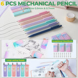 Nicpro 50-Piece Aesthetic Stationery Set with Pen Case - 5 Quick-Dry Retractable Black Ink Pens, 12 Pastel Highlighters, 6 Pastel Mechanical Pencils (0.5-0.7-0.9-2.0 Mm) for Students,Back to School,Back to School Shopping