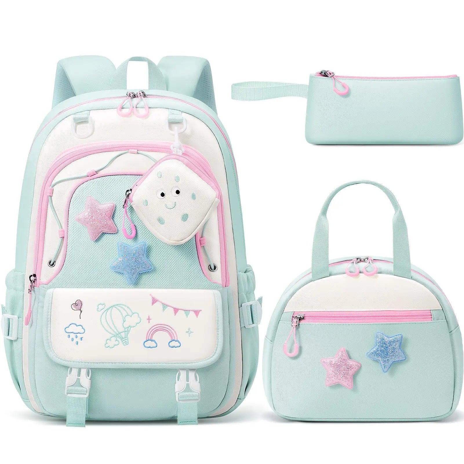 Fimibuke 3PCS Backpack for School,Waterproof Bookbag Set with Lunch Box & Pencil Case,School Bag for Elementary Middle School,Back to School Gift,Birthday'S Gift,Back to School Shopping,Travel Essentials