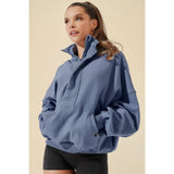 Ooey Gooey Half Zip Sweater - Blue Dusk