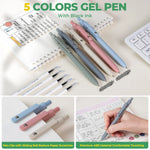 Nicpro 50-Piece Aesthetic Stationery Set with Pen Case - 5 Quick-Dry Retractable Black Ink Pens, 12 Pastel Highlighters, 6 Pastel Mechanical Pencils (0.5-0.7-0.9-2.0 Mm) for Students,Back to School,Back to School Shopping