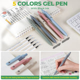 Nicpro 50-Piece Aesthetic Stationery Set with Pen Case - 5 Quick-Dry Retractable Black Ink Pens, 12 Pastel Highlighters, 6 Pastel Mechanical Pencils (0.5-0.7-0.9-2.0 Mm) for Students,Back to School,Back to School Shopping