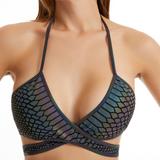 Colorful Reflective Rave Clothing Shiny Bikini Set