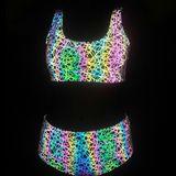 Colorful Reflective Rave Party Shiny Bikini Set