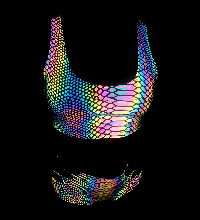 Colorful Reflective Rave Party Shiny Bikini Set