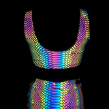 Colorful Reflective Rave Party Shiny Bikini Set