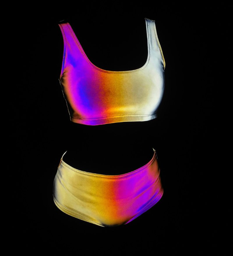 Colorful Reflective Rave Party Shiny Bikini Set