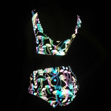 Colorful Reflective Rave Party Shiny Bikini Set