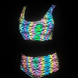 Colorful Reflective Rave Party Shiny Bikini Set