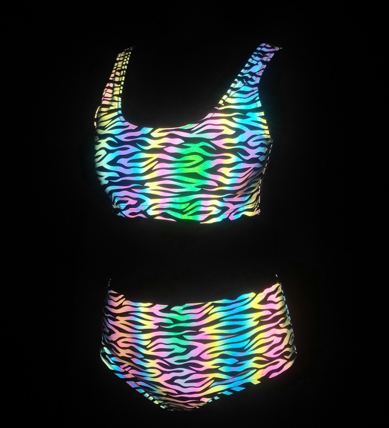 Colorful Reflective Rave Party Shiny Bikini Set
