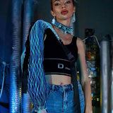 Cyberpunk Rave Clothing Luminous One Shoulder Sleeve Top