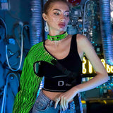 Cyberpunk Rave Clothing Luminous One Shoulder Sleeve Top