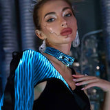 Cyberpunk Rave Clothing Luminous One Shoulder Sleeve Top