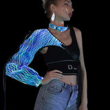 Cyberpunk Rave Clothing Luminous One Shoulder Sleeve Top