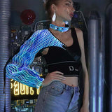 Cyberpunk Rave Clothing Luminous One Shoulder Sleeve Top