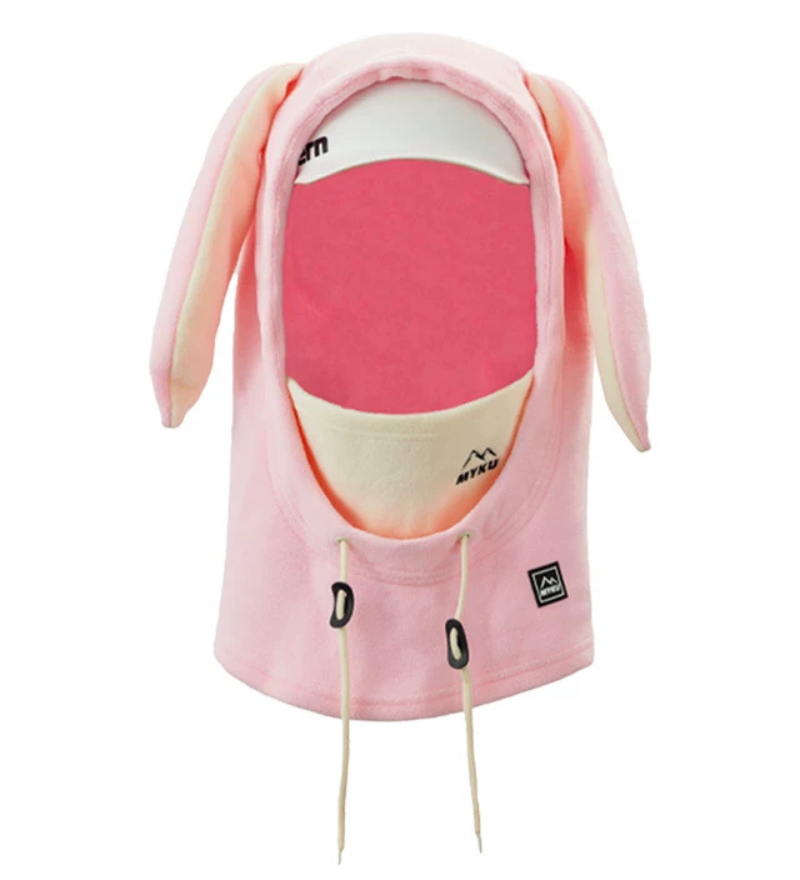 Ski Wear Fleece-Lined Bunny Ear Unisex Balaclava Hood