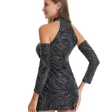 Hollow Out Halter Reflective Rave Dress