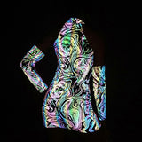 Hollow Out Halter Reflective Rave Dress