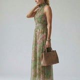 Mirelle | Nabrana midi haljina s halter izrezom