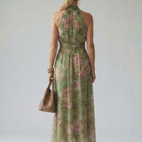 Mirelle | Nabrana midi haljina s halter izrezom