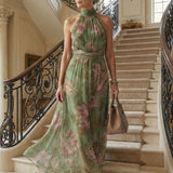 Mirelle | Nabrana midi haljina s halter izrezom