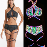Reflective Rave Clothing Cross Strap Shiny Swimsuit