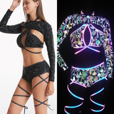 Reflective Rave Clothing Cross Strap Shiny Swimsuit