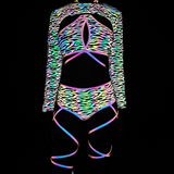 Reflective Rave Clothing Cross Strap Shiny Swimsuit