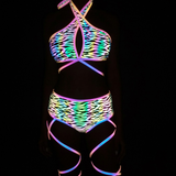 Reflective Rave Clothing Cross Strap Shiny Swimsuit