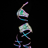 Reflective Rave Clothing Cross Strap Shiny Swimsuit