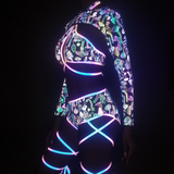 Reflective Rave Clothing Cross Strap Shiny Swimsuit