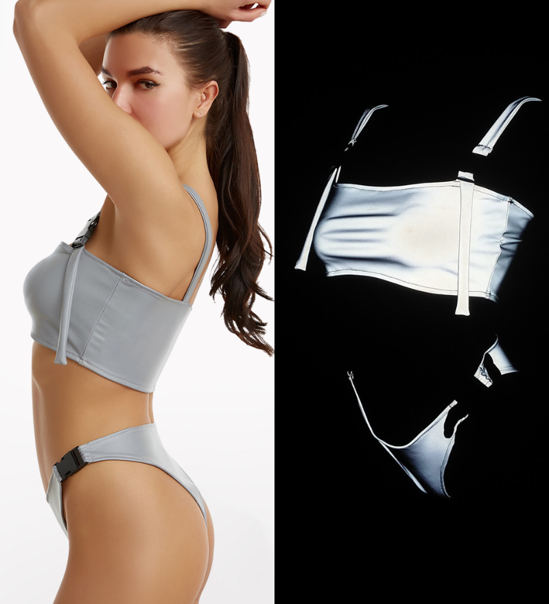 Reflective Rave Clothing Shiny Bikini Set