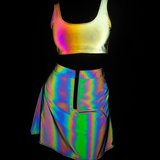 Reflective Rave Clothing Shiny Skirt Tank Two Piece Set