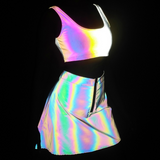Reflective Rave Clothing Shiny Skirt Tank Two Piece Set