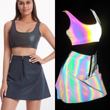 Reflective Rave Clothing Shiny Skirt Tank Two Piece Set
