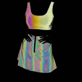 Reflective Rave Clothing Shiny Skirt Tank Two Piece Set