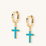 Lazio Turquoise Dangle Cross Earrings