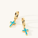 Lazio Turquoise Dangle Cross Earrings