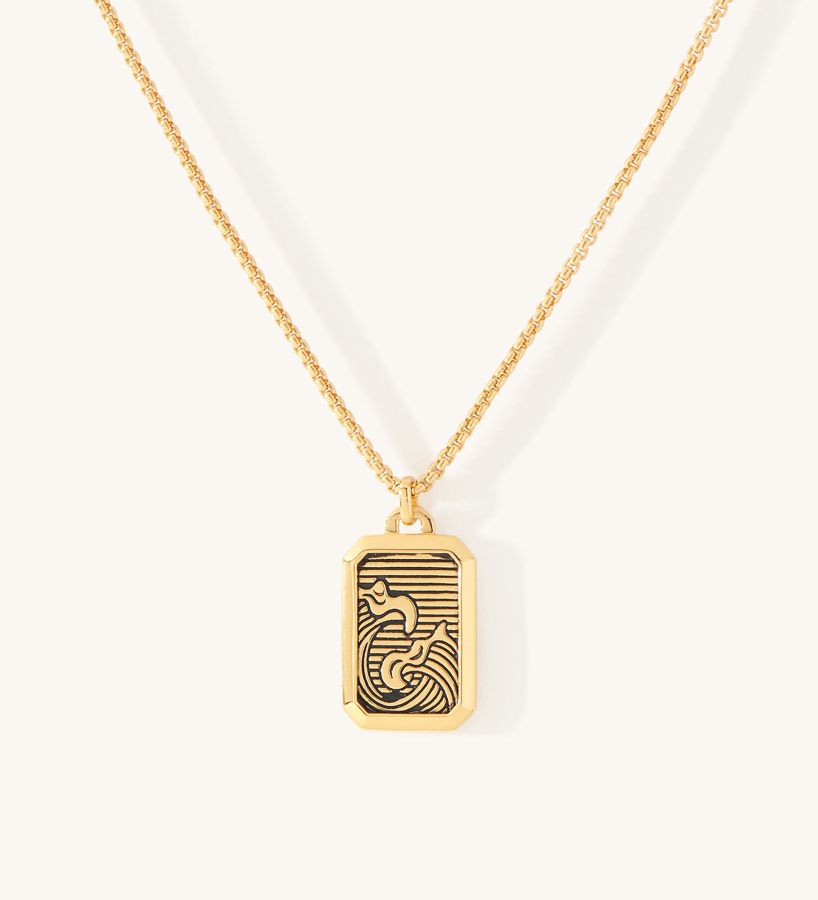Oahu Wave Dog Tag Necklace