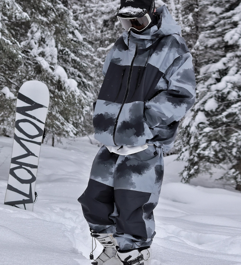 Ski Wear Black Waterproof Snowboard Jacket & Pants Set -Unisex