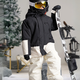 Ski Wear Color Block Waterproof Jacket&Bibs Kids Snow Suit (Single Unit Available)